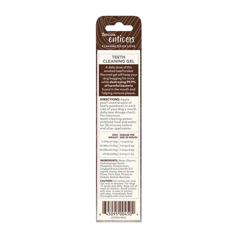 [15% OFF] Tropiclean Enticers Hickory Smoked Beef Brisket Teeth Cleaning Gel for Dogs 2oz