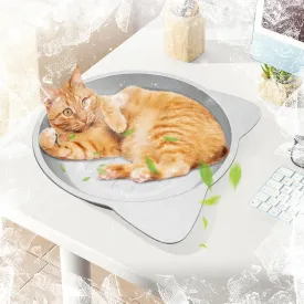 18 Inch Aluminum Pet Cooling Bed, Large Cat Dog Beds for Indoor Cats, Washable Cat Nest House for Kitten, Cute Cats Shape Pet Bed with Anti-Slip Bottom All Season Type, Summer Friendly Cooling