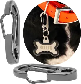 2-Pack Dog Tag Clip for Collars - Switch Dog Tags with Ease - Dog Tag Holder for Pet Collar - Heavy Duty Carabiner Quick Release Clip (Silver)