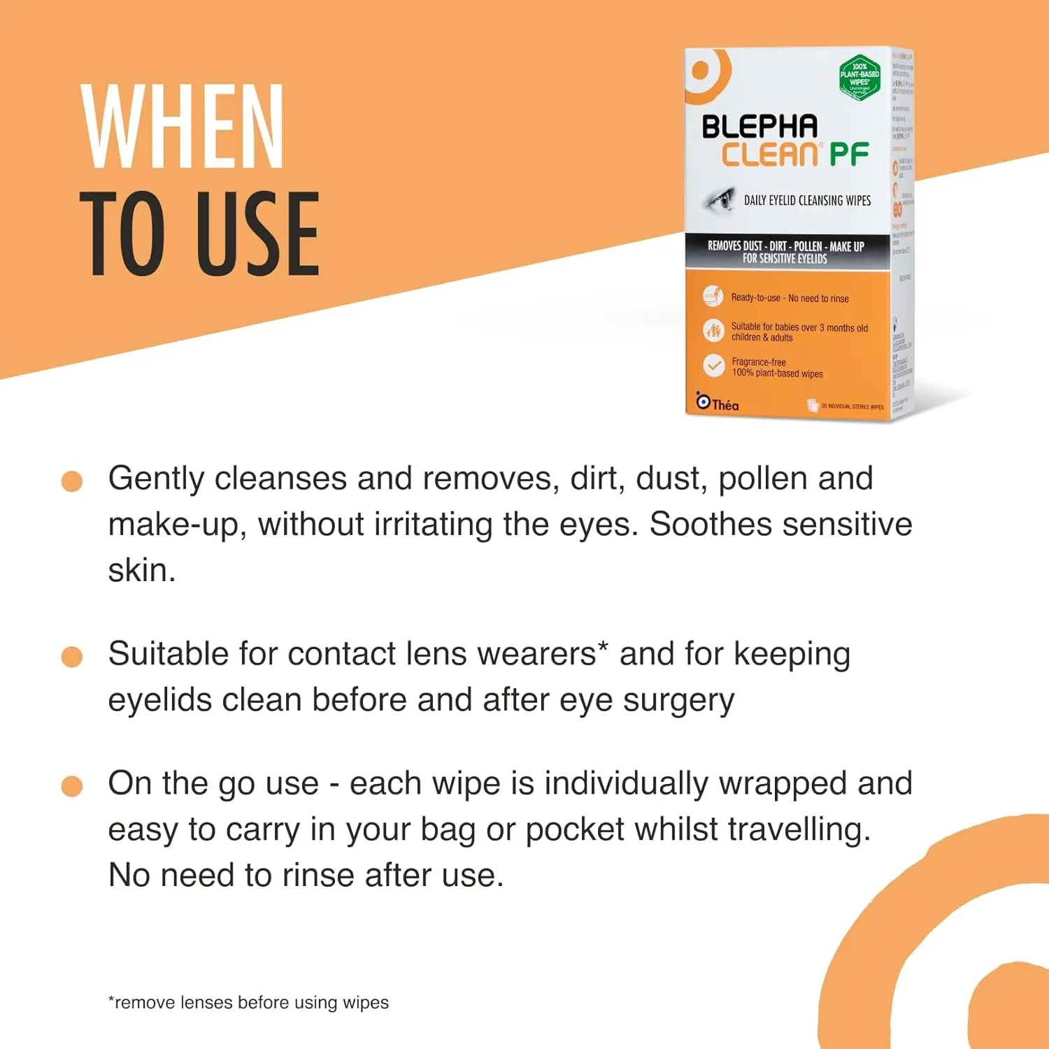 60  PF Daily Eyelid Wipes - Gentle Eyelid Cleansing for Eyelids and Skin Around the Eyes | Suitable for Babies (over 3 months old), Children and Adults | 20 Sterile Plastic-Free Wipes x 3