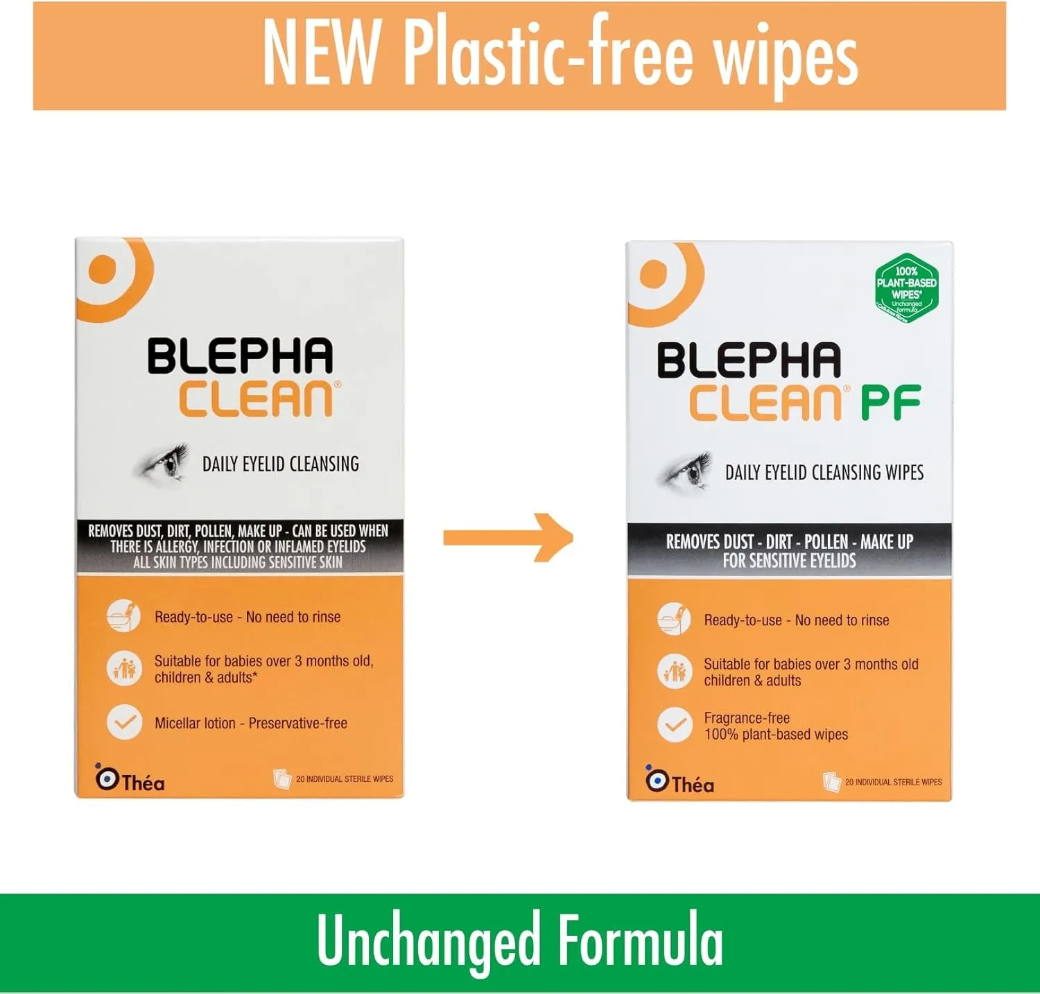 60  PF Daily Eyelid Wipes - Gentle Eyelid Cleansing for Eyelids and Skin Around the Eyes | Suitable for Babies (over 3 months old), Children and Adults | 20 Sterile Plastic-Free Wipes x 3