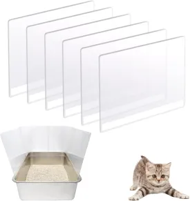 6PCS Cat Litter Box Pee Shields,Transparent Easy Clean Splash Guard for Open Top Litter Pan 14.511.5in- Litter Box Not Included(6PC)