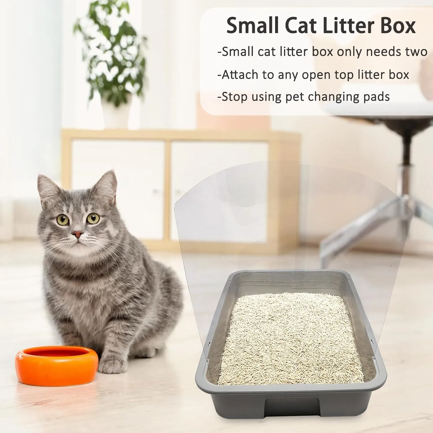 6PCS Cat Litter Box Pee Shields,Transparent Easy Clean Splash Guard for Open Top Litter Pan 14.511.5in- Litter Box Not Included(6PC)
