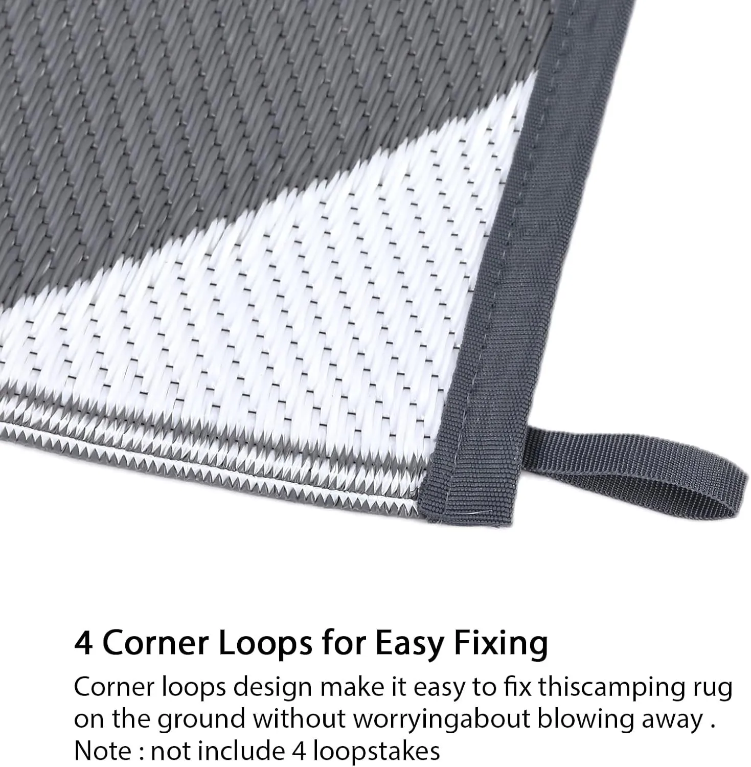 9x18 Outdoor Rug for Patio Reversible, Plastic Straw Rug Waterproof Camping Rug Portable, Foldable Lightweight Mat for RV, Patio, Backyard, Deck, Picnic, Beach (Grey/White)