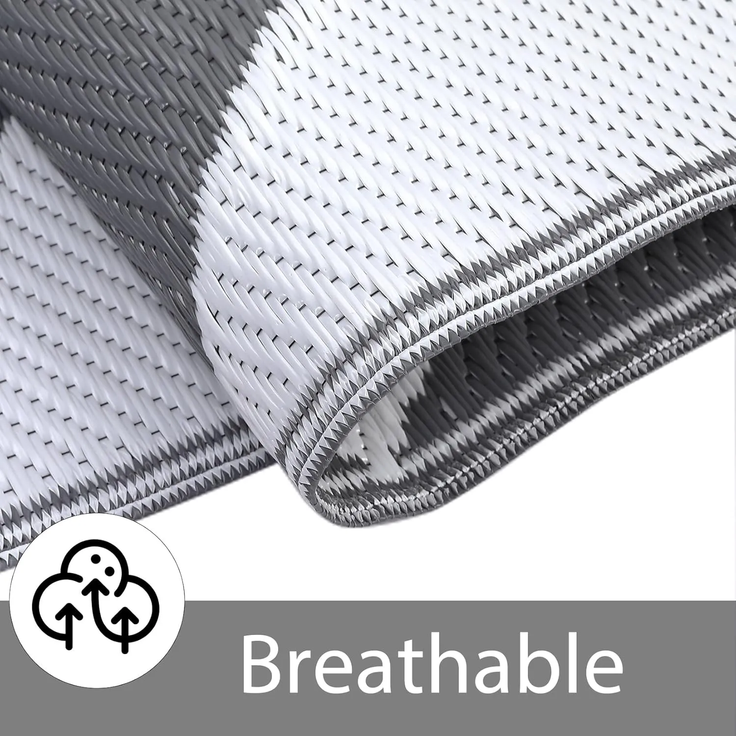 9x18 Outdoor Rug for Patio Reversible, Plastic Straw Rug Waterproof Camping Rug Portable, Foldable Lightweight Mat for RV, Patio, Backyard, Deck, Picnic, Beach (Grey/White)