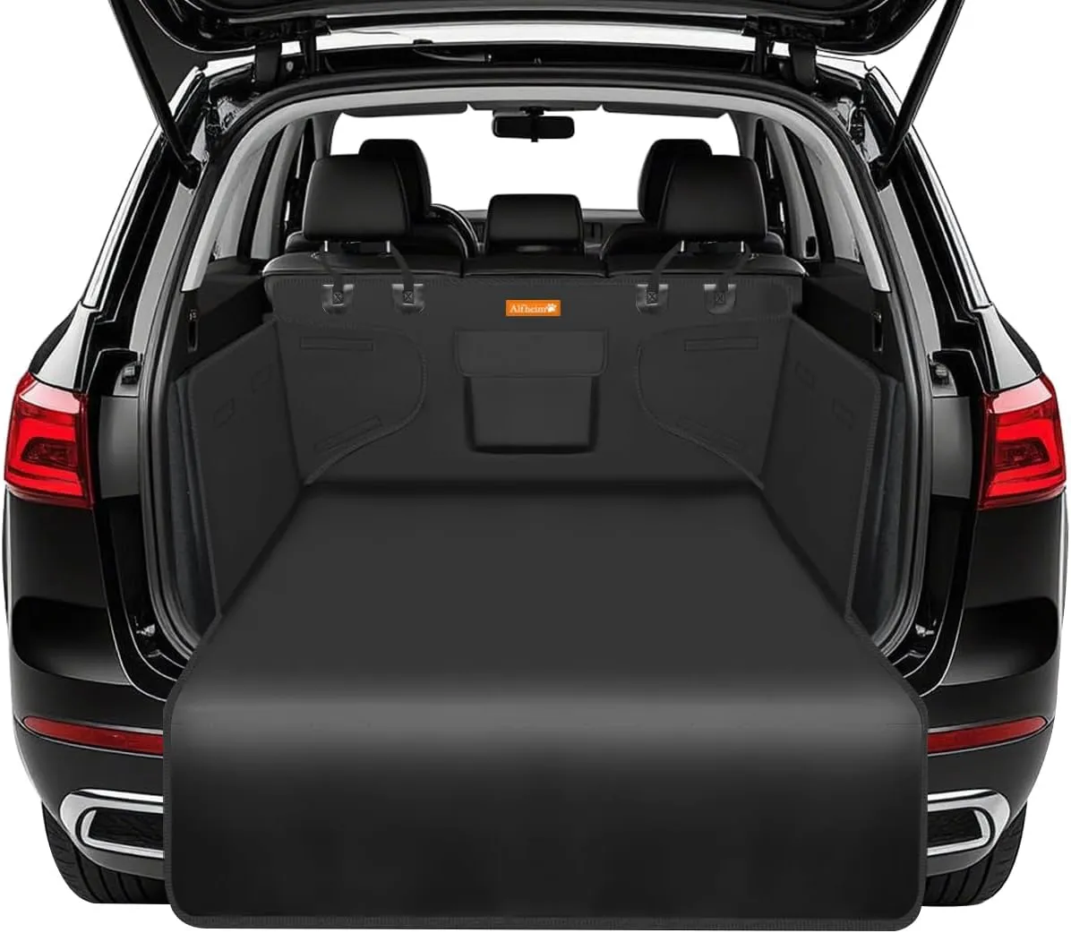 Alfheim Cargo Liner for Dog, Nonslip Waterproof Anti-Wrinkle Pet Boot Liner, Anti-Scratch Tear-Resistant Washable Trunk Cover Mat Travel, Fits for Medium Small Car Truck SUV, Black