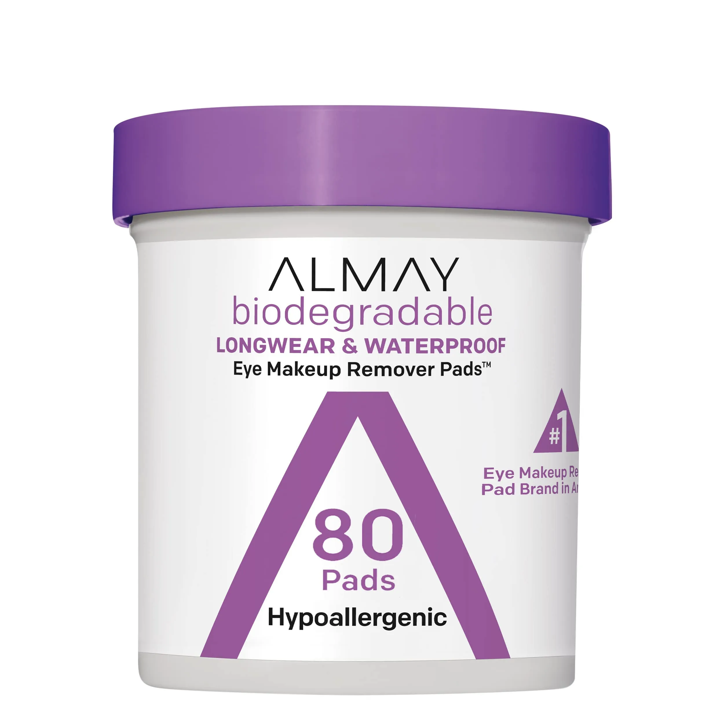 Almay Eye Makeup Remover Pads, Biodegradable Longwear & Waterproof, Hypoallergenic, Cruelty Free-Fragrance Free Cleansing Wipes, 80 Pads (Pack of 1)