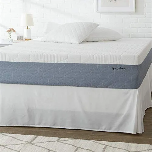 Amazon Basics Cooling Gel Memory Foam Mattress, Medium-Firm, CertiPUR-US Certified, 12 inch, King Size, White/Gray