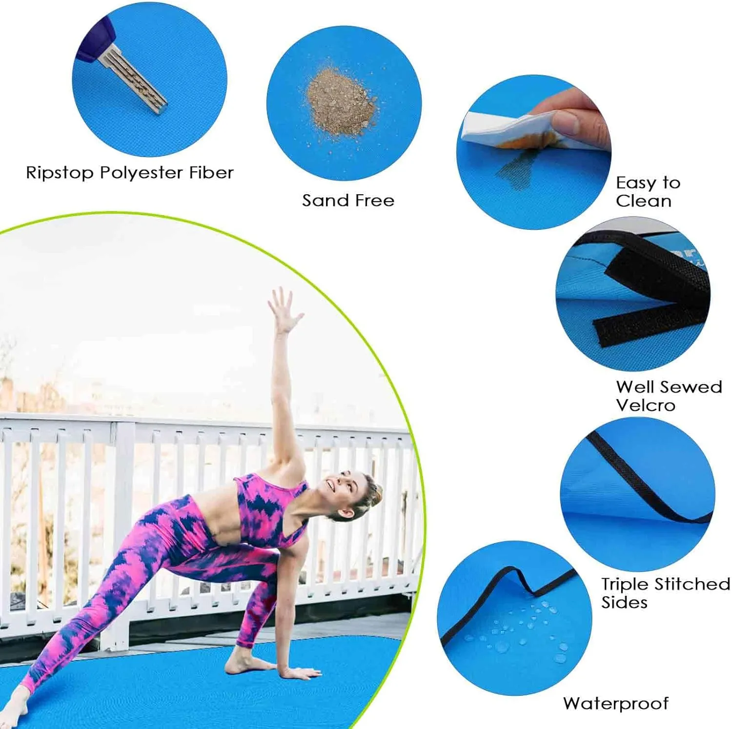 Beach Picnic Blanket, Sandproof Waterproof Camping Blankets 80x63in Large, Outdoor Sandfree Foldable Mat, Oversized Packable Family Mats for Hiking, Camping, Park, Travel, Grass Concert-Blue