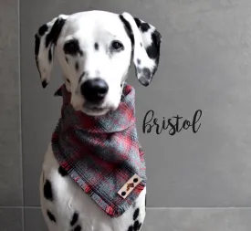 BRISTOL Fringed Flannel Dog Bandana - Snap/Tie On Cotton Scarf