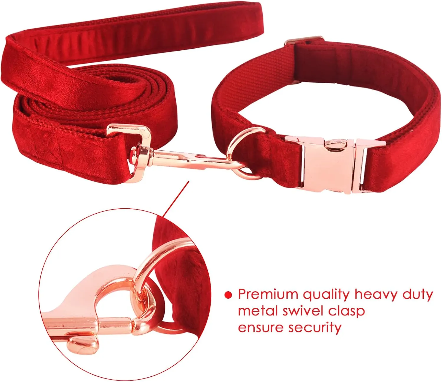 Bubblepup Velvet Dog Collar and Leash Set, Dog Collars for Small Medium Large Dogs Leash for Training & Walking