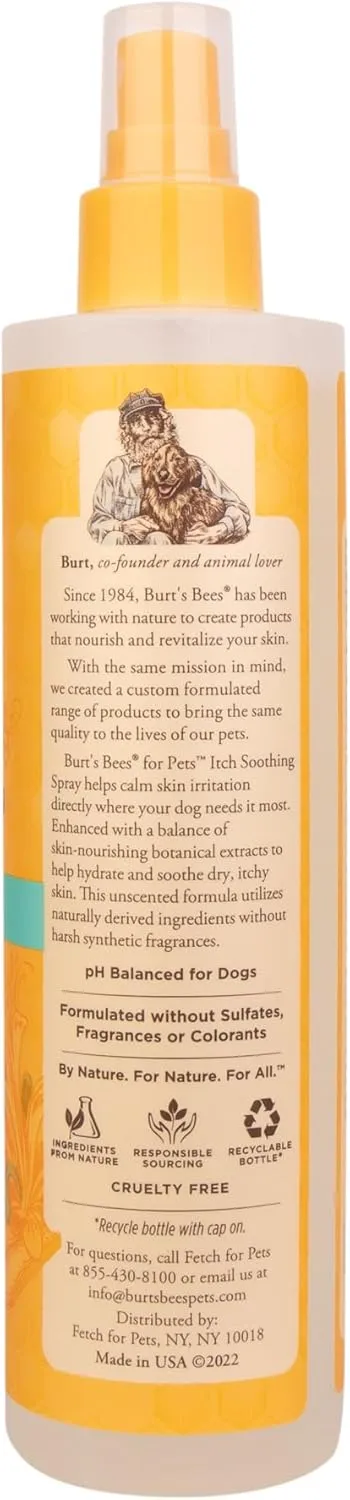 Burt's Bees for Pets Itch Soothing Spray with Honeysuckle, 95% Natural Origin Formulas, Canine Spritz for Itchy Dogs, 2pk 10oz