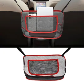 Car Purse Holder Between Seats, Net Pocket Handbag Holder for Cars, Car Mesh Organizer, Universal Auto Storege Bag Accessory for Phone Document, Barrier of Backseat Pet Kids (Red)