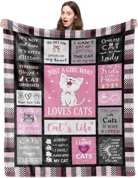 Cat Blanket Gifts 50"x60", Cat Gifts for Women, Cat Lover/Mom/Lady Gifts