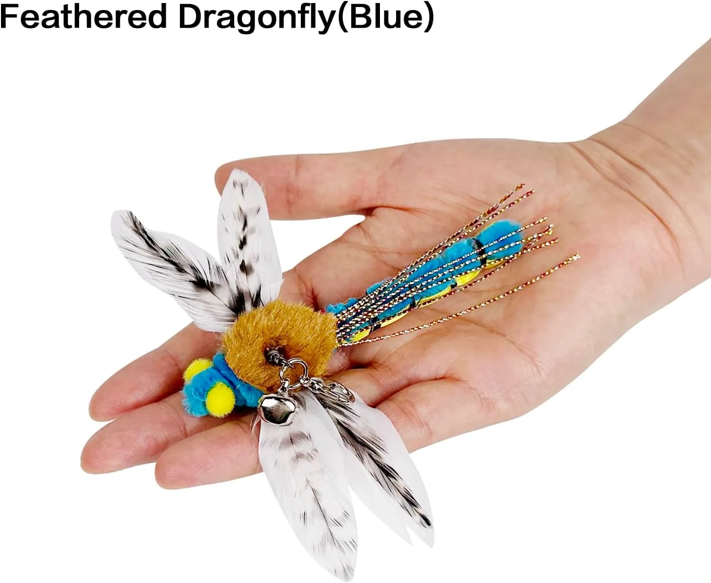 Cat Feather Toys, 3 Pcs Simulation Insects Dragonfly Grasshopper Refills, Cat Toys Replacement Feathers for Cat Kitten Wand