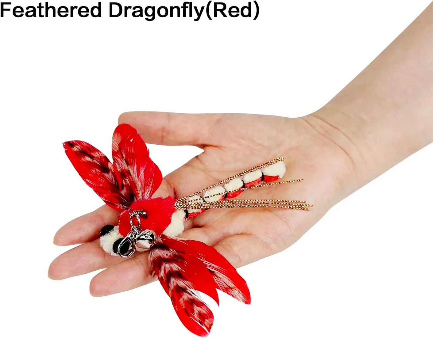 Cat Feather Toys, 3 Pcs Simulation Insects Dragonfly Grasshopper Refills, Cat Toys Replacement Feathers for Cat Kitten Wand