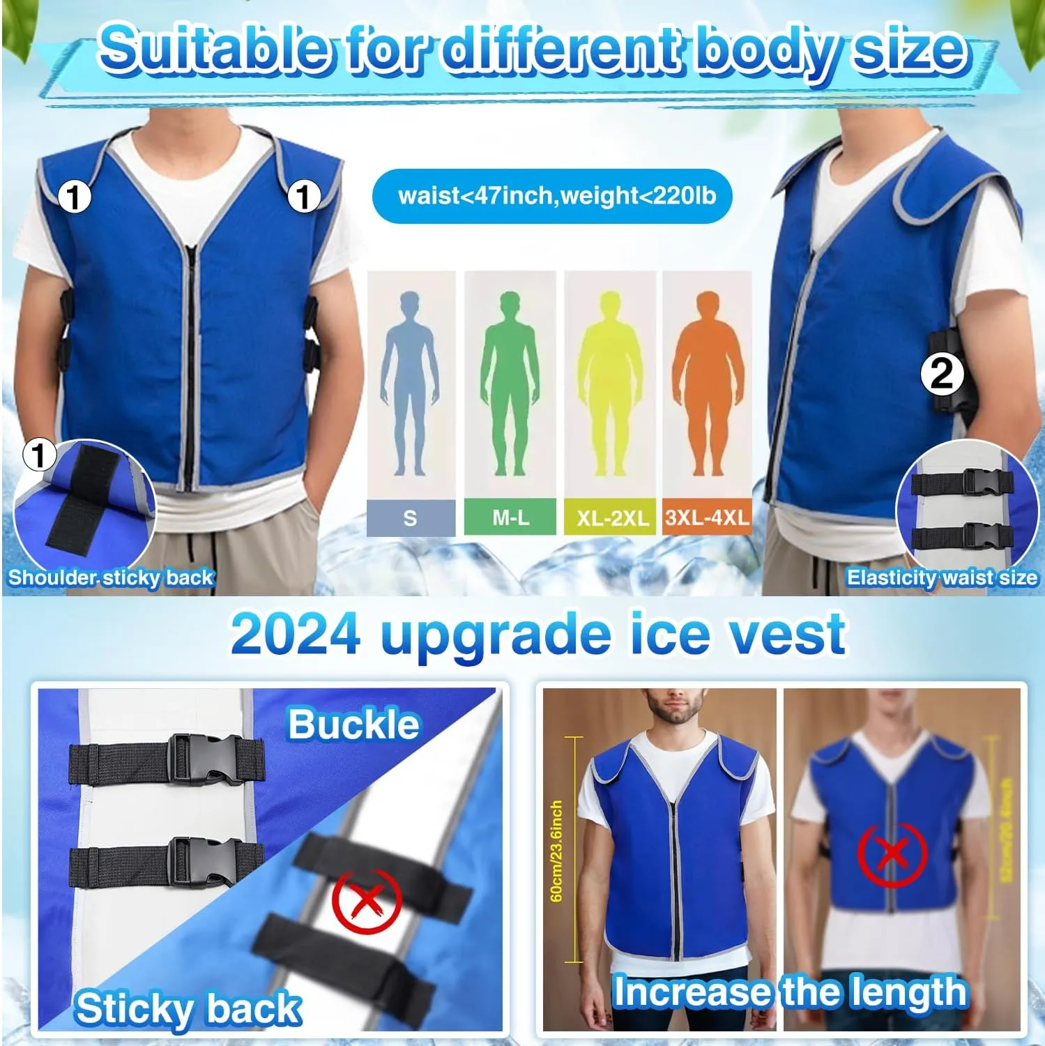 Cooling Vest With 20pcs Ice Packs for Men Women - Ice Cold Vest Adjustable Cool Jacket for Working Hot Weather