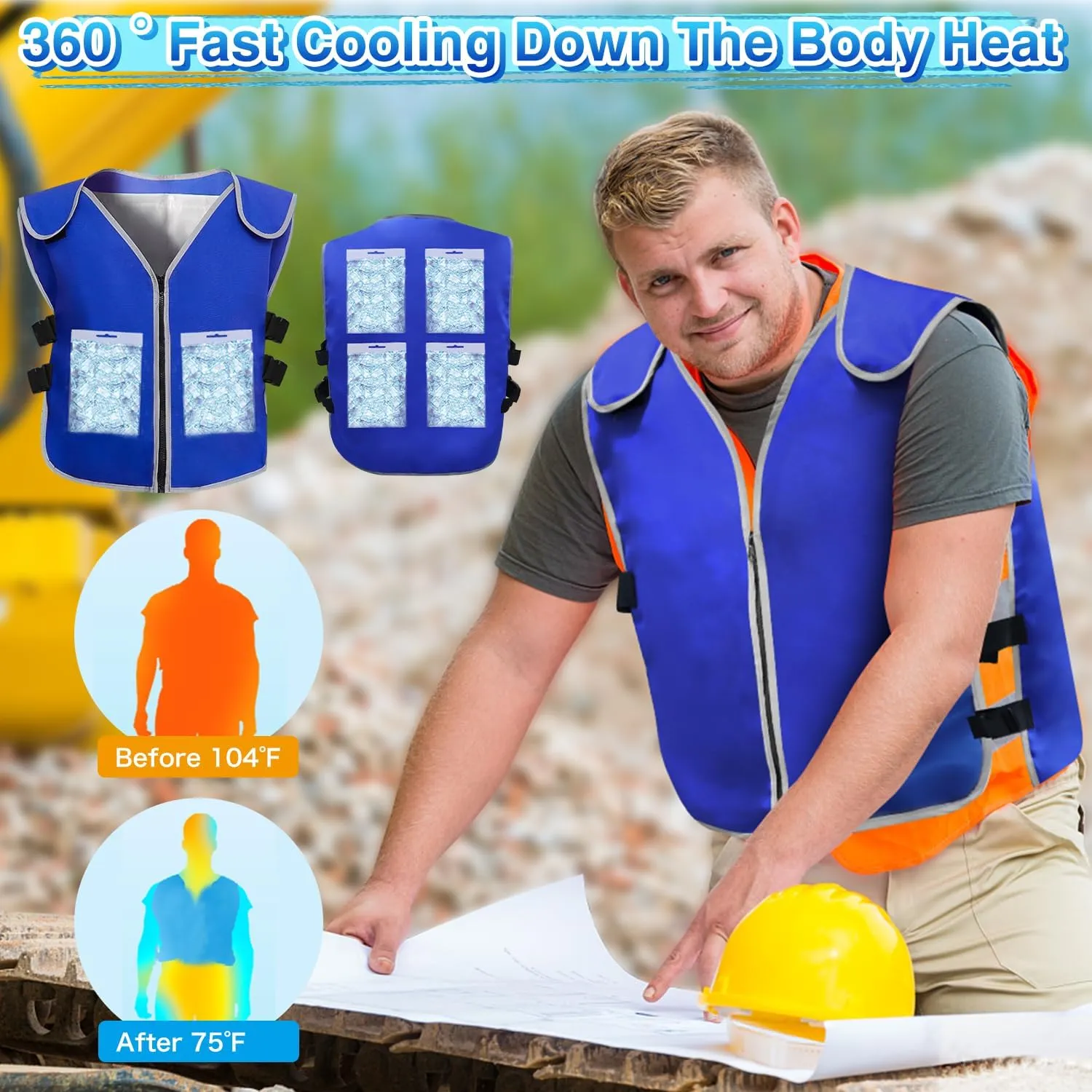 Cooling Vest With 20pcs Ice Packs for Men Women - Ice Cold Vest Adjustable Cool Jacket for Working Hot Weather