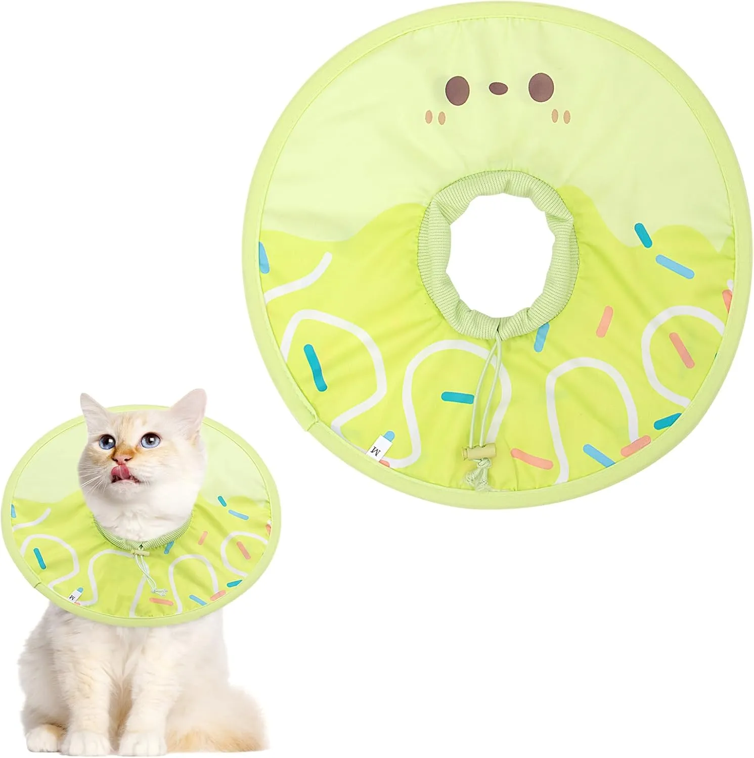 Coppthinktu Cat Cone Collar Soft, Cue Cat Recovery Collar After Surgery Waterproof Neck Cone, Lightweight Kitten Cone Elizabethan Collar for Cats Puppy Anti Licking Wounds (Green,M)