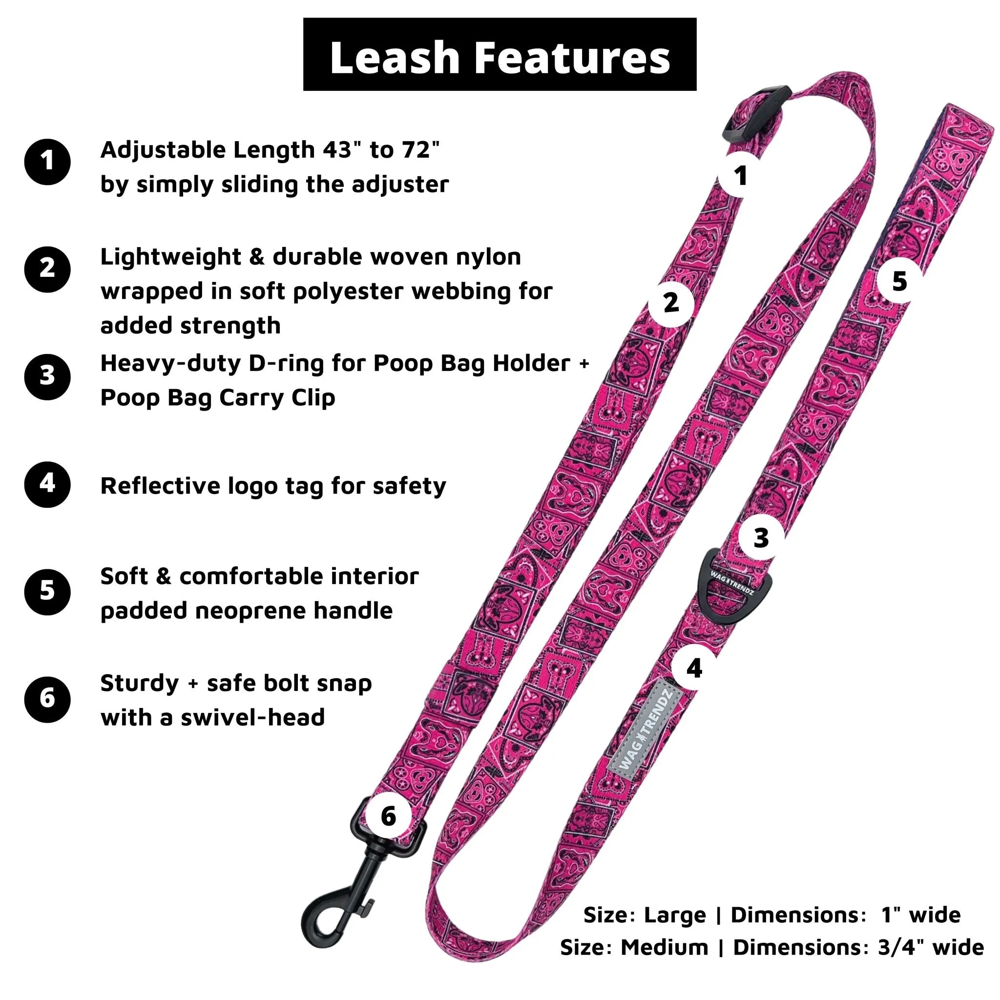 Dog Collar and Leash Set | Bandana Boujee Hot Pink