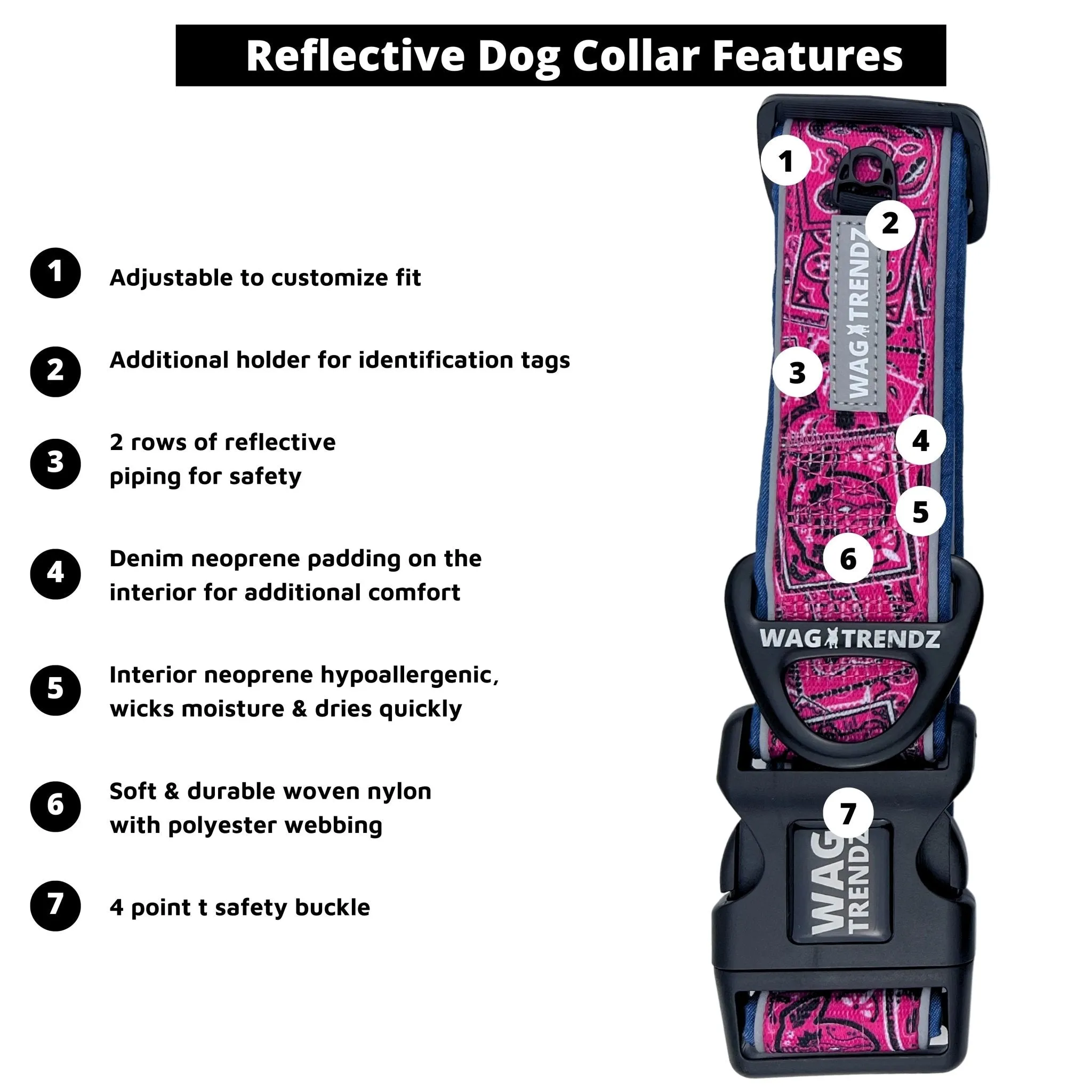 Dog Collar and Leash Set | Bandana Boujee Hot Pink
