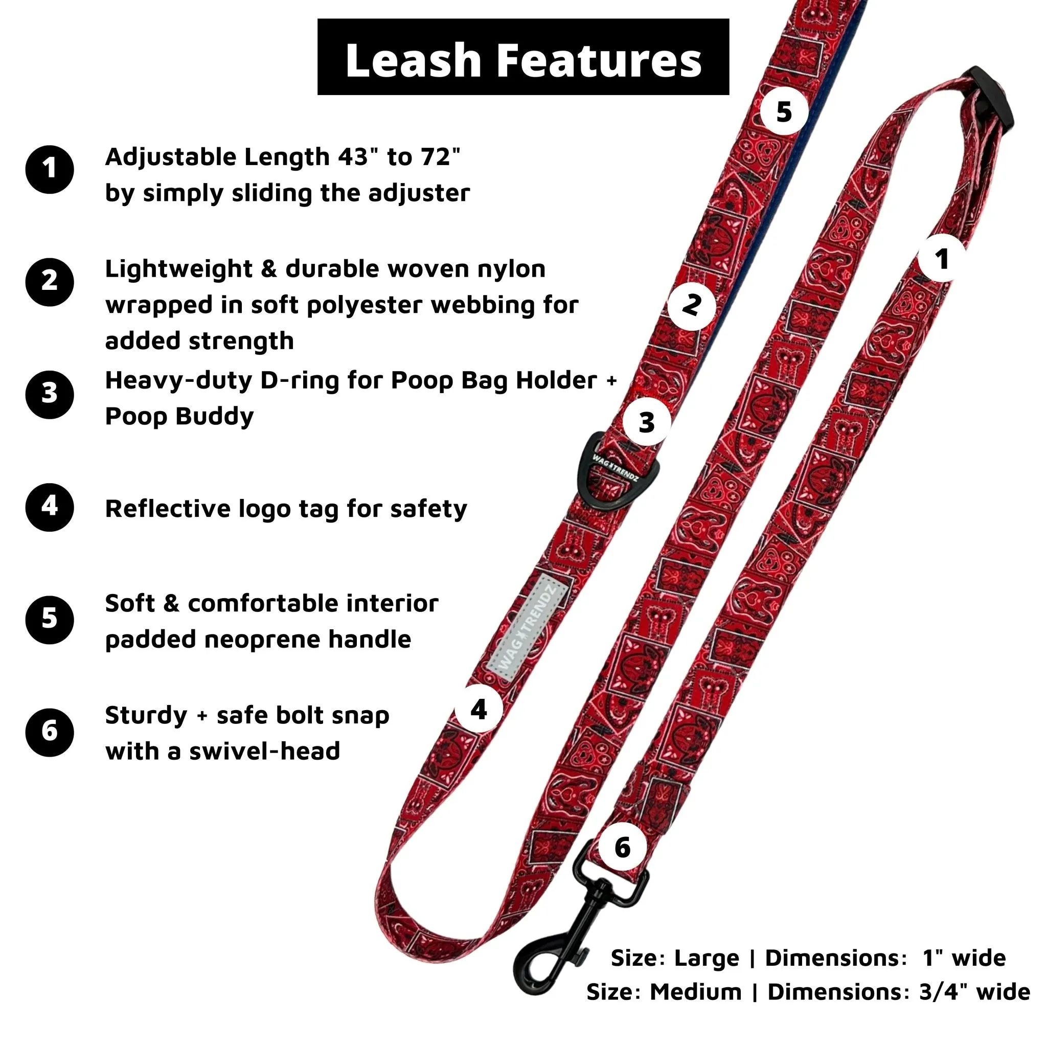 Dog Collar and Leash Set | Bandana Boujee Red