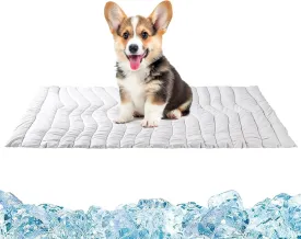 Dog Cooling Mat 36" L x 23" W Pad for Kennels, Crates and Beds, Washable & Portable Pet Soft Pad for Indoor or Outdoor, Grey
