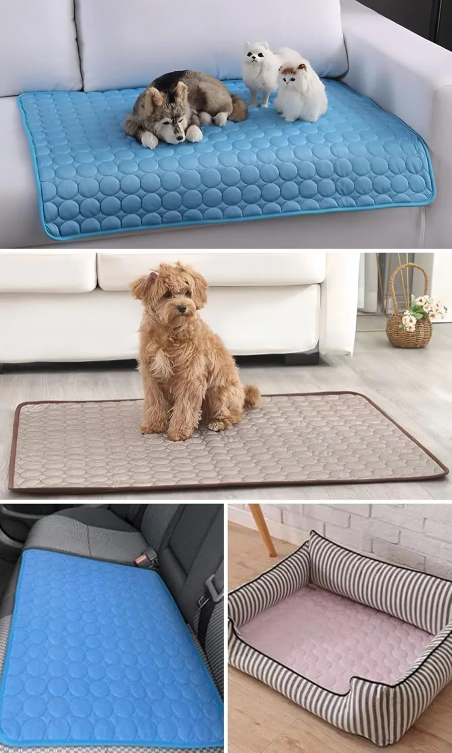 Dog Cooling Mat Washable, Portable Summer Dog Pad, Water-Absorbent Pet Cooling Pad, Ice Silk Self-Cooling Mat for Dog for Kennel/Sofa/Bed/Floor/Car Seats(Grey,21x27in)