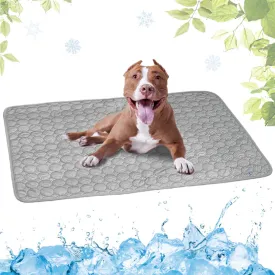 Dog Cooling Mat Washable, Portable Summer Dog Pad, Water-Absorbent Pet Cooling Pad, Ice Silk Self-Cooling Mat for Dog for Kennel/Sofa/Bed/Floor/Car Seats(Grey,21x27in)