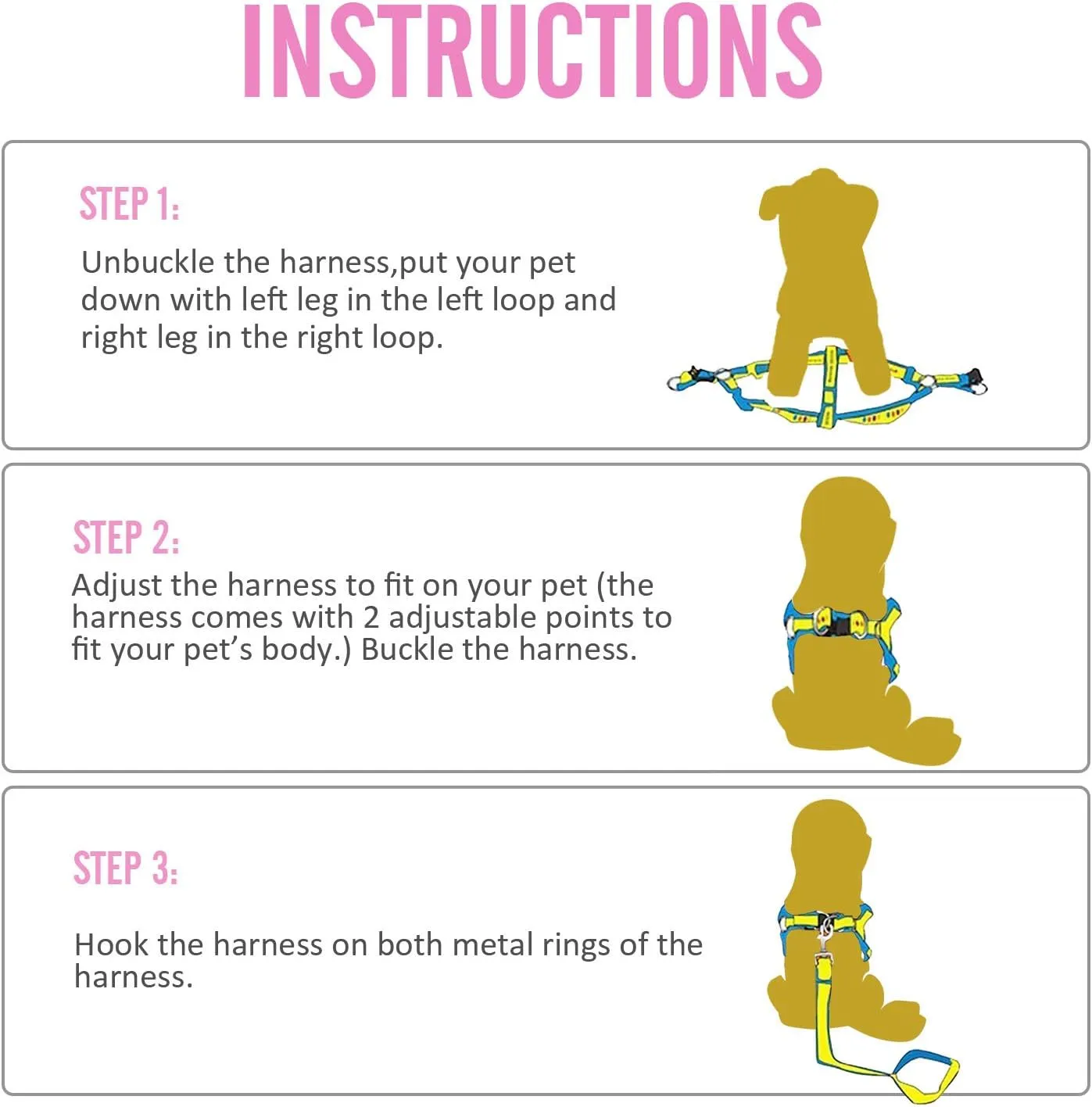 Dog Harness Leash and Collar Matching Sets for Small Puppy Medium Large Dogs Pets, Heavy Duty Nylon with Denim Design, Perfect Accessories for Walking Training Your Dog(L,Pink)