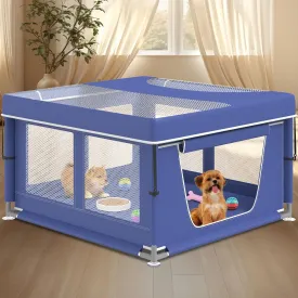 Dog Playpen 42  42 Inch, Puppy PlayPen with Gate for Puppies, Cat, Small and Medium Dogs, Pet PlayPen with Roof for Outdoors & Indoors, Thickened Fabric, Safe & Sturdy Dog Fence