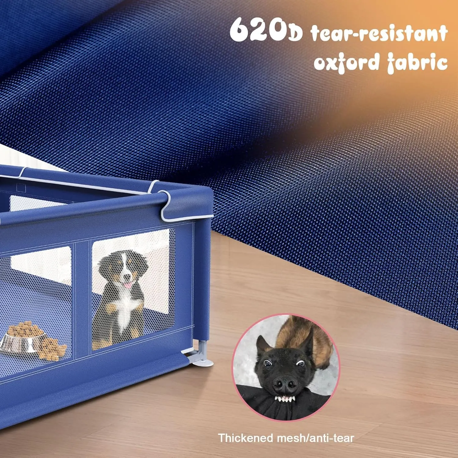 Dog Playpen 42  42 Inch, Puppy PlayPen with Gate for Puppies, Cat, Small and Medium Dogs, Pet PlayPen with Roof for Outdoors & Indoors, Thickened Fabric, Safe & Sturdy Dog Fence