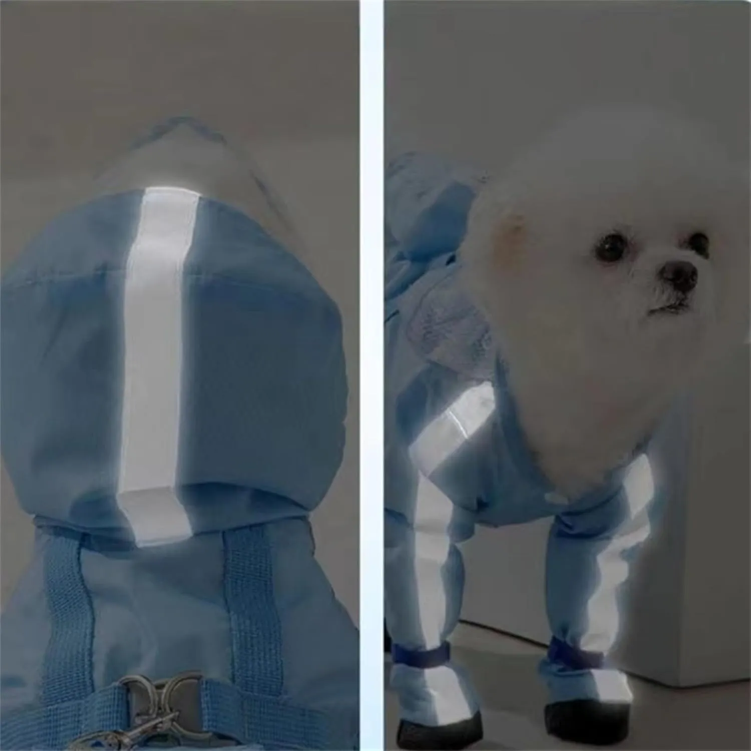Dog Raincoat with Boots,Waterproof Dog Raincoats with Hood for Small Medium Large Dogs,Raincoat with Reflective Strap, Lightweight Rain Jacket with Leash Hole (Blue Cloud, X-Small)