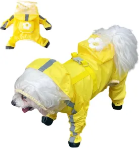 Dog Raincoat with Boots,Waterproof Dog Raincoats with Hood for Small Medium Large Dogs,Raincoat with Reflective Strap, Lightweight Rain Jacket with Leash Hole (Yellow Flower, X-Small)