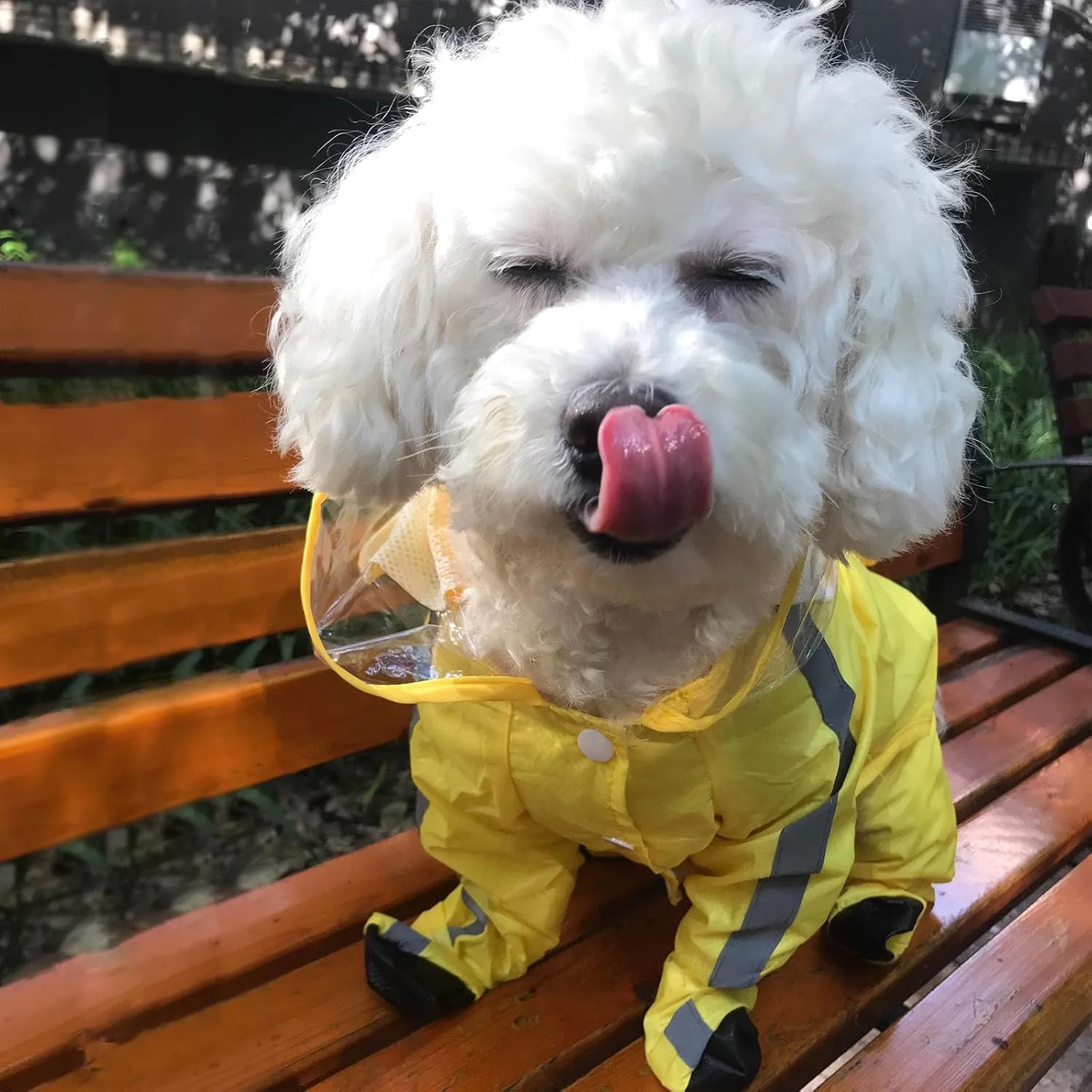 Dog Raincoat with Boots,Waterproof Dog Raincoats with Hood for Small Medium Large Dogs,Raincoat with Reflective Strap, Lightweight Rain Jacket with Leash Hole (Yellow Flower, X-Small)