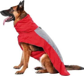 Dog Raincoat with Harness Built in,Outdoor Waterproof Puppy Rain Jacket for Large Dogs,Adjustable Waist by Strap Doggie Rain Coats,Red XL