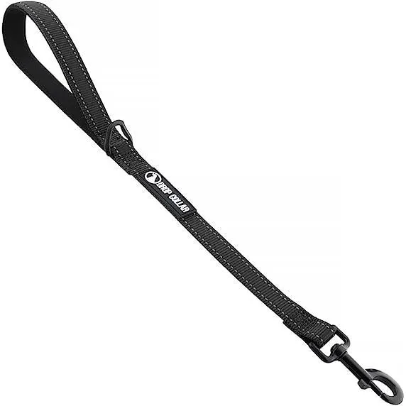 Drop Collar Reflective Nylon Leash with Sleek D-Ring for Accessories & Soft Padded Gel Handle for Comfort (Shorty)