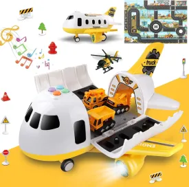 Dwi Dowellin Construction Airplane Toys,Car Toys Set with Light and SoundGreat Birthday Gifts for 3 4 5 6 Years Old Boys (Medium)