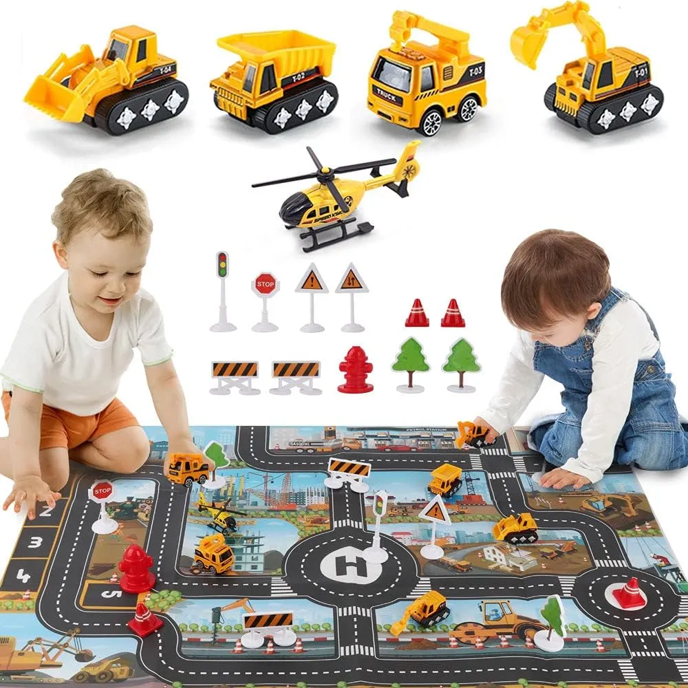 Dwi Dowellin Construction Airplane Toys,Car Toys Set with Light and SoundGreat Birthday Gifts for 3 4 5 6 Years Old Boys (Medium)