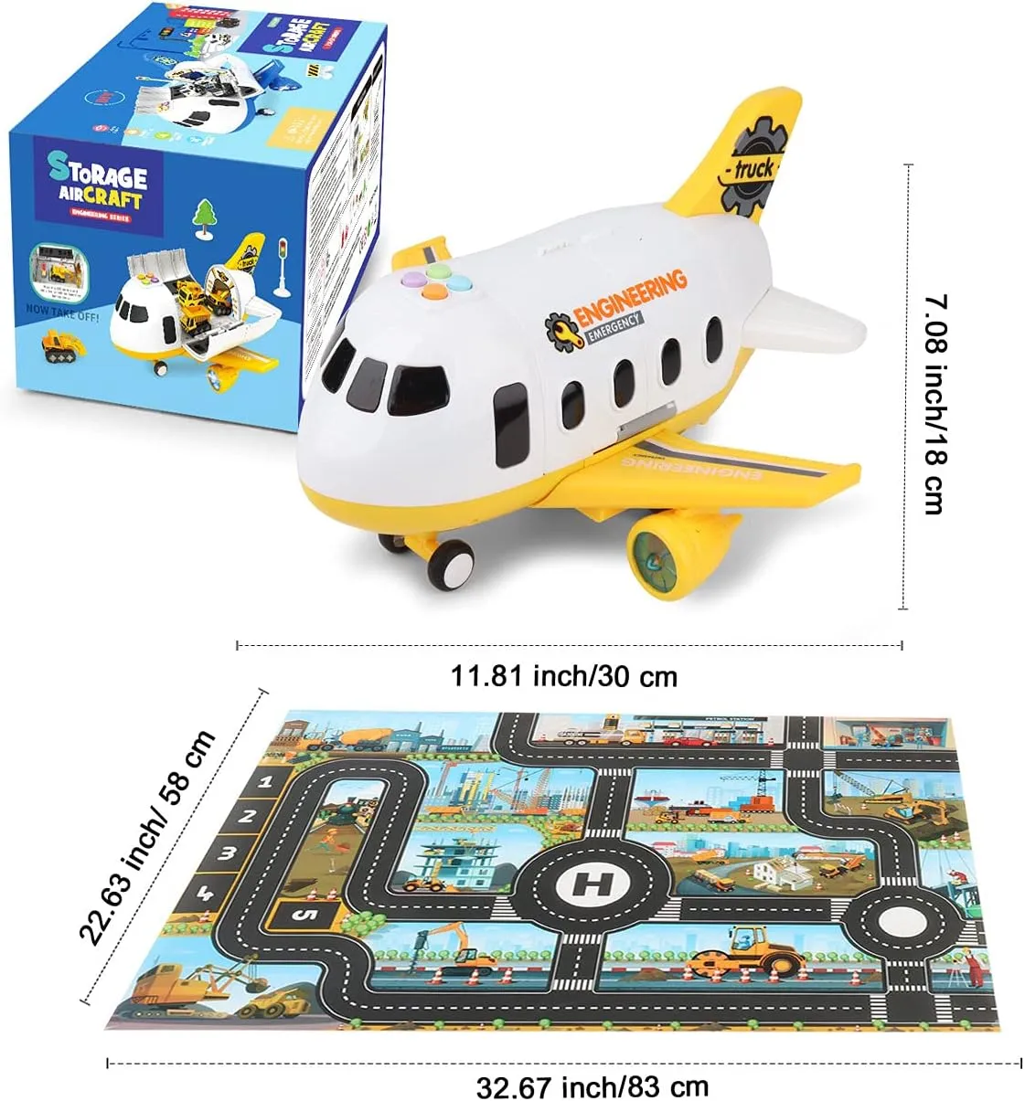Dwi Dowellin Construction Airplane Toys,Car Toys Set with Light and SoundGreat Birthday Gifts for 3 4 5 6 Years Old Boys (Medium)