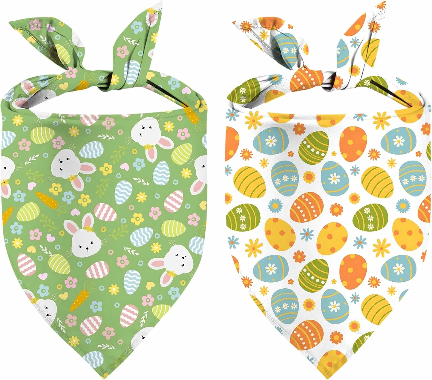 Easter Dog Bandana, 2 Pack Adjustable Holiday Party Pets Rabbit Easter Egg Bandanas Triangle Bibs Cat Scarf Set