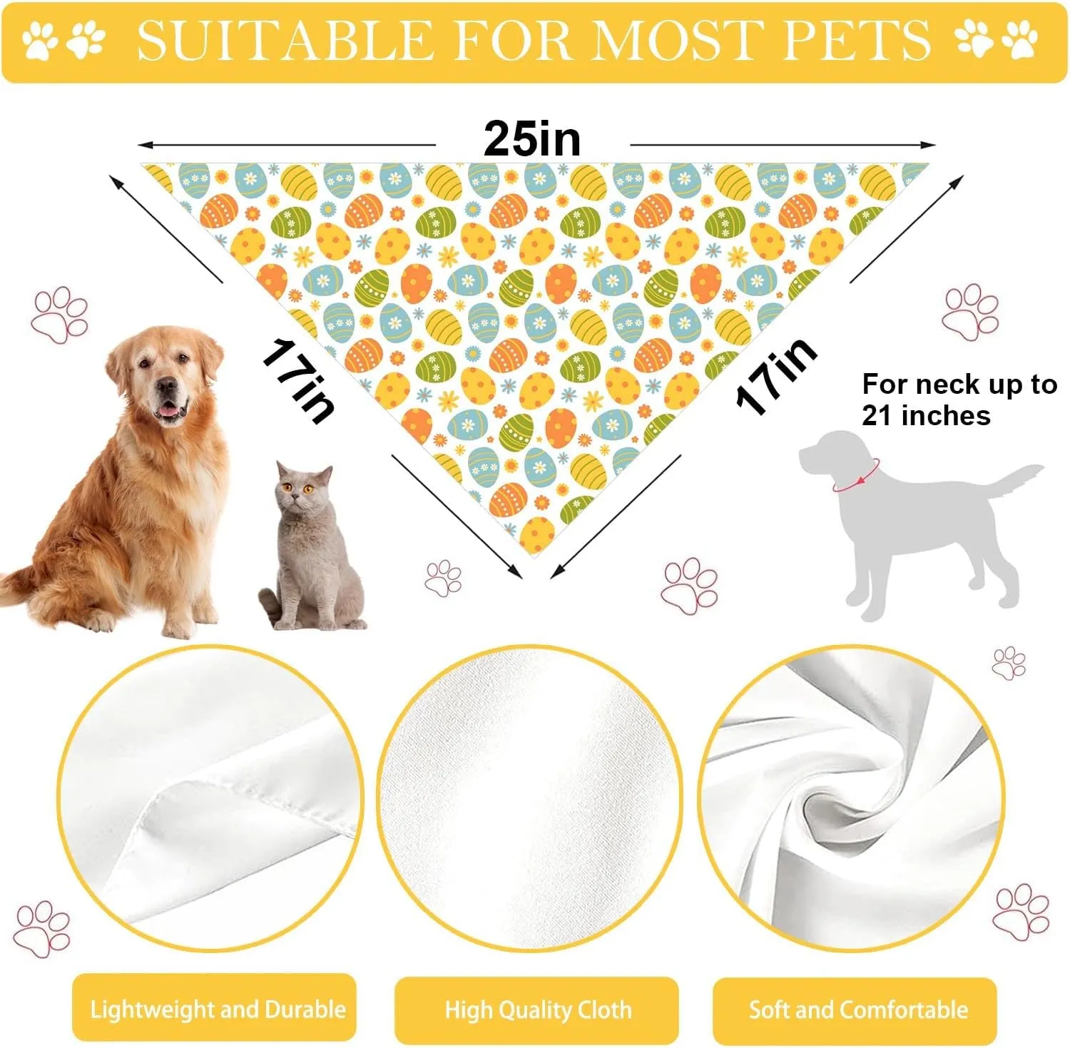 Easter Dog Bandana, 2 Pack Adjustable Holiday Party Pets Rabbit Easter Egg Bandanas Triangle Bibs Cat Scarf Set
