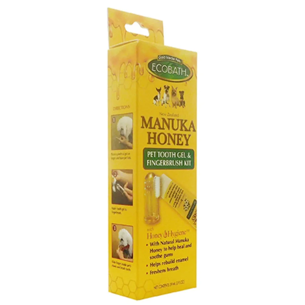 Ecobath Manuka Honey Pet Tooth Gel & Fingerbrush Kit