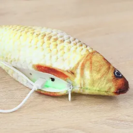 Electric Floppy Fish Dog Cat Toy USB Charged Moving Cat Kicker Fish Toy Moving Tail With Catnip Realistic Flopping Fish Pet Toy Plush Interactive Wiggle Fish Toy for Cats Small Dogs, Machine-Washable