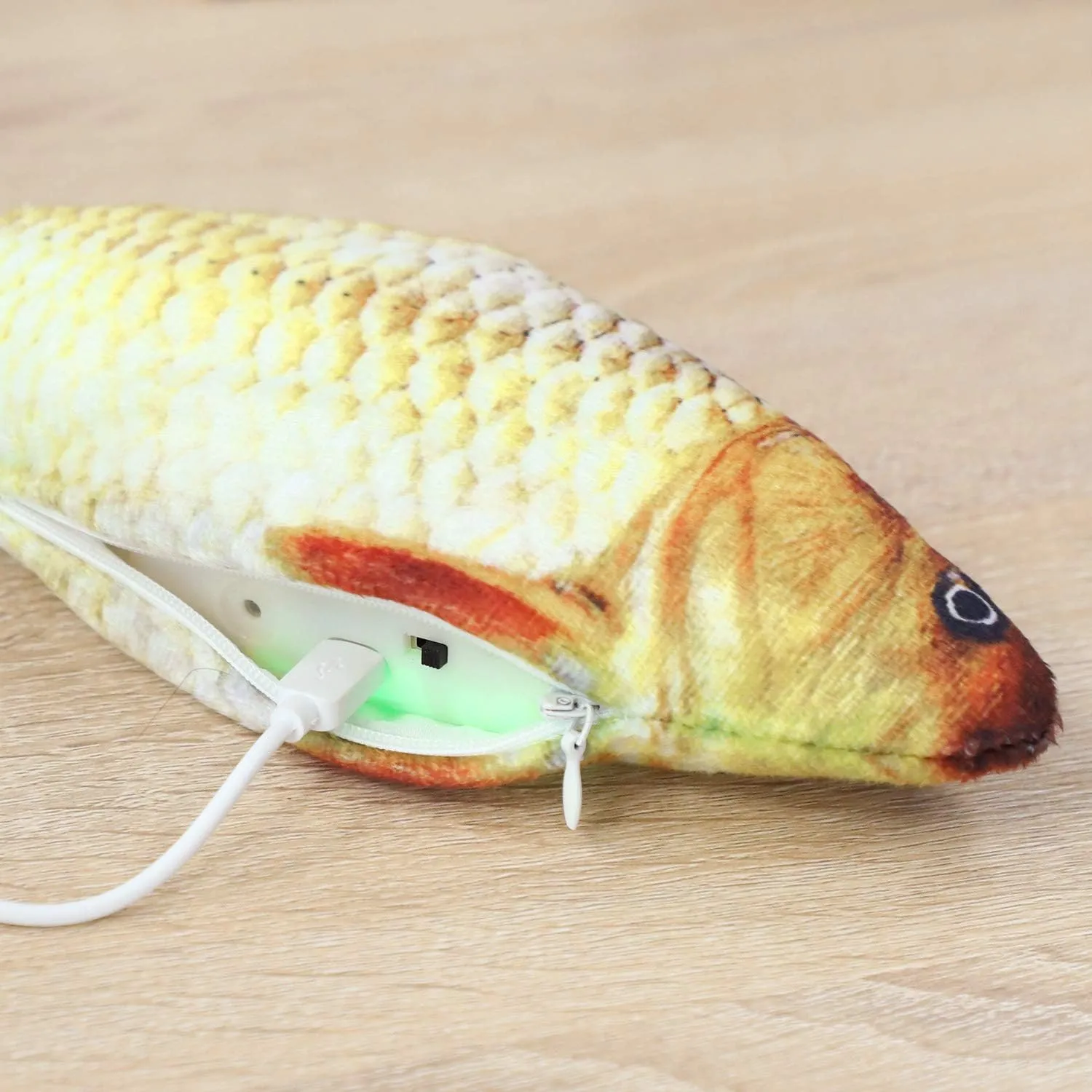 Electric Floppy Fish Dog Cat Toy USB Charged Moving Cat Kicker Fish Toy Moving Tail With Catnip Realistic Flopping Fish Pet Toy Plush Interactive Wiggle Fish Toy for Cats Small Dogs, Machine-Washable
