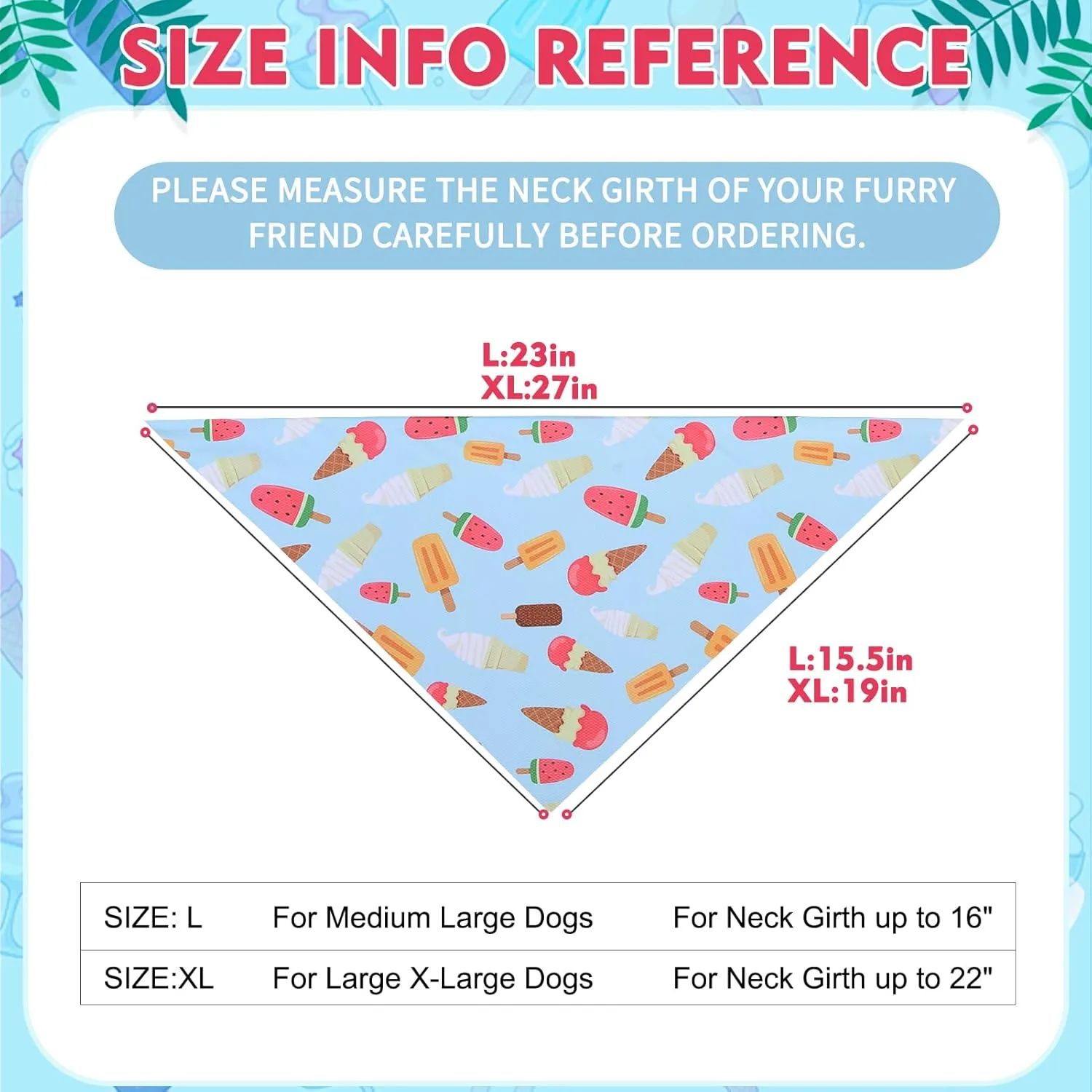 EXPAWLORER Dog Cooling Bandana - 3 Pack Summer Cool Down Hawaii Triangle Pet Scarf Ice Vest Neck Wrap Cooler in Cute Fruits Pattern, Perfect for Small Medium Large Breeds, Large