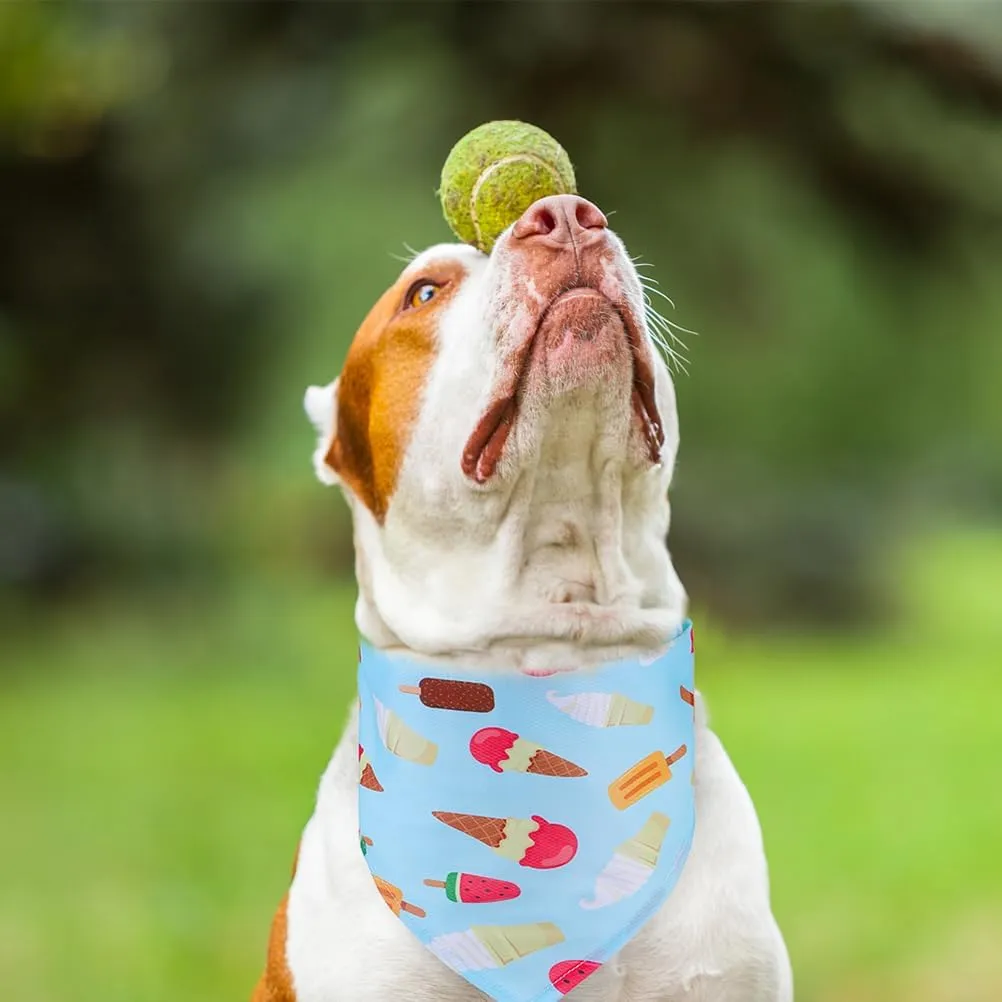 EXPAWLORER Dog Cooling Bandana - 3 Pack Summer Cool Down Hawaii Triangle Pet Scarf Ice Vest Neck Wrap Cooler in Cute Fruits Pattern, Perfect for Small Medium Large Breeds, Large