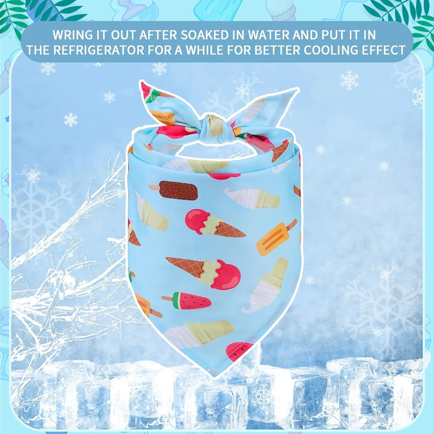 EXPAWLORER Dog Cooling Bandana - 3 Pack Summer Cool Down Hawaii Triangle Pet Scarf Ice Vest Neck Wrap Cooler in Cute Fruits Pattern, Perfect for Small Medium Large Breeds, Large