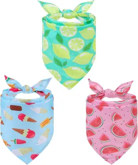 EXPAWLORER Dog Cooling Bandana - 3 Pack Summer Cool Down Hawaii Triangle Pet Scarf Ice Vest Neck Wrap Cooler in Cute Fruits Pattern, Perfect for Small Medium Large Breeds, Large
