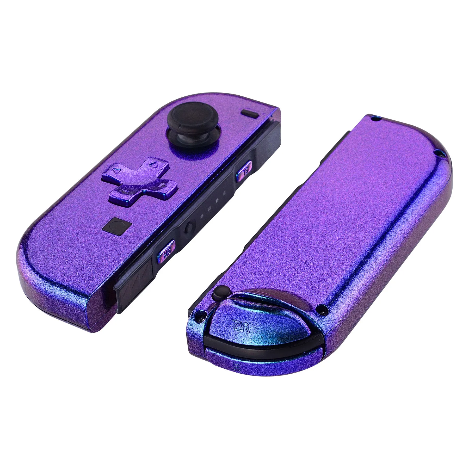 eXtremeRate Chameleon Purple Blue Joycon Handheld Controller Housing (D-Pad Version) with Full Set Buttons, DIY Replacement Shell Case for NS Switch JoyCon & OLED JoyCon - Console Shell NOT Included - JZP301
